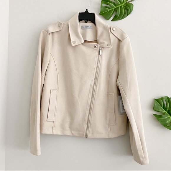 NWT BAGATELLE Almond Tan Full-Zip Biker Jacket - Picture 3 of 5